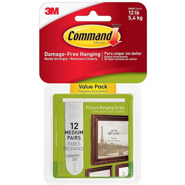 3M 3M Command White Medium Picture Hanging Strips 12 lb 12 pk 17204-12ES - main